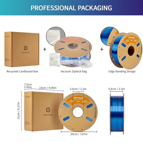 Image of ERYONE Silk PLA Filament for 3D Printer 1.75mm + /- 0.03mm, Shiny Filament 1kg (2.1lbs) /Spool, Royal Blue