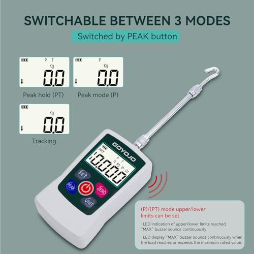 500N Digital Force Gauge High-Precision Trigger Pull Gauge for Tension & Compression Testing (N, kg, lb, oz) Push-Pull Meter with Real-Time/Peak/First Peak Modesfor Quality Control & Material Testing