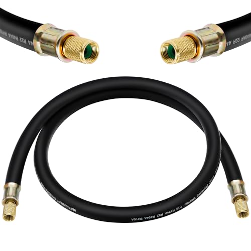 Upgrade HV1 –1/2″ HVAC Vacuum Hose,Fittings: 3/8″x 3/8″,Working Pressure: 640 (Psi),Burst Pressure: 3200 (Psi),Compatible with Most Refrigeration and Air Conditioning Equipment,6 Ft,Black