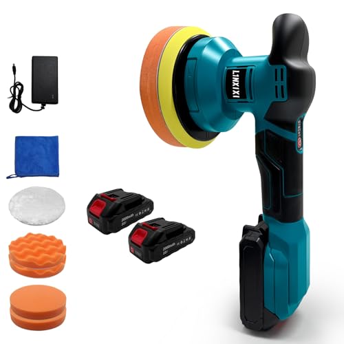 Poliermaschine Auto für Makita 18V Akku 6 Zoll Orbital Auto Politur mit 3 Variablen Geschwindigkeiten 2pcs Akkus Auto Polierset für Auto Detailpflege und Kratzerentfernung