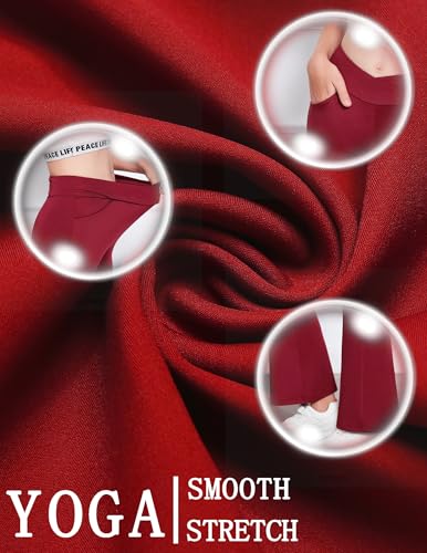 Image of Zaclotre Girls Flare Leggings High Waisted Yoga Pants with Pockets 5-16 Y