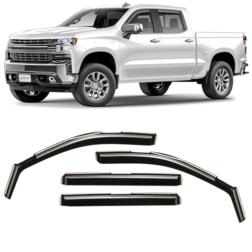 CLIM ART in-Channel Incredibly Durable Rain Guards for Chevrolet (Chevy) Silverado/GMC Sierra 1500 2019-2026 Crew Cab, Original Window Deflectors, Vent Window Visors, Truck Accessories, 4pcs- 619003LP