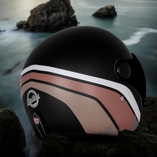 Image of Steelbird SBH-54 Retro Rustic ISI Certified Open Face Helmet for Women and Men Motorbike Helmet