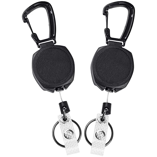 OFFCUP Schlüsselanhänger Ausziehbar, 2 Stück Heavy Duty Retractable Schlüsselrolle, Schaffell-Oberfläche Einziehbarer Schlüsselanhänger, mit Einziehbarer 70CM Stahlschnur, für Kartenhalter Cover