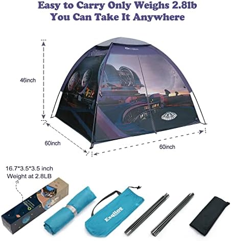 Space Kids Play Tent, Exqline Tent for Kids Outdoor Playhouse 60" x 60" x 53" with Professional Aviation Aluminum Pole for Kids Boys Indoor and Outdoor Play Tent, Camping Tent for Kids 7 415QyLEQoIL. AC