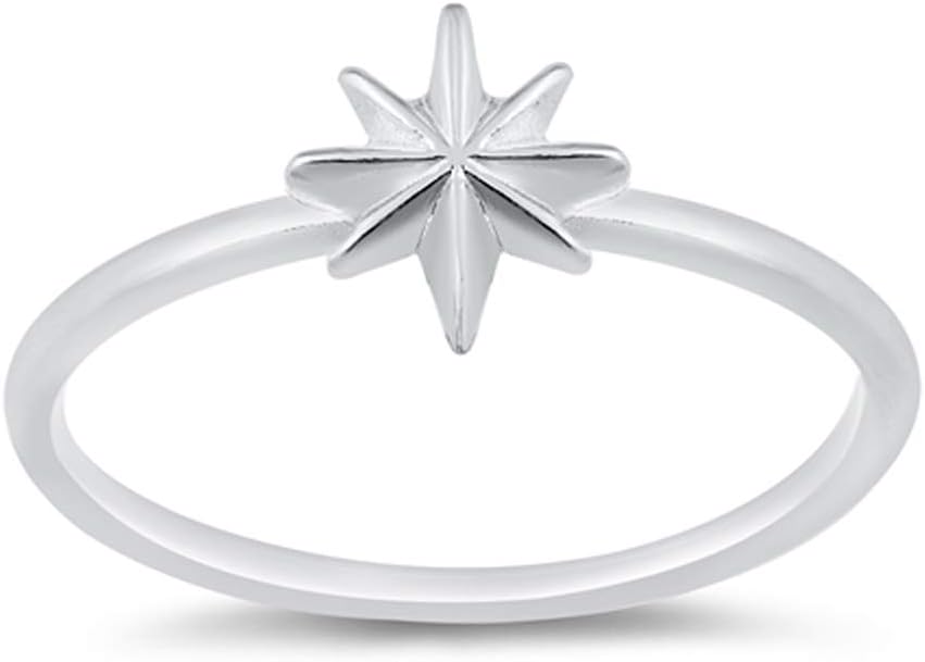 High Polish Northern Star Twinkle Ring New .925 Sterling Silver Band Sizes 4-10