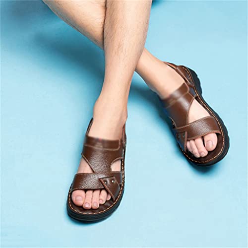 Genuine Leather Men's Sandals Top Layer Cowhide Men Casual Beach Shoes Outdoor Sandals Man Sandale Homme Sandalias(43)2