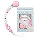 TYRY.HU Cadena Para Chupetes Personalizado Para Bebe con Nombre Silicona Clips de Chupete Soothie Clip Corona Mordedor(rosa)