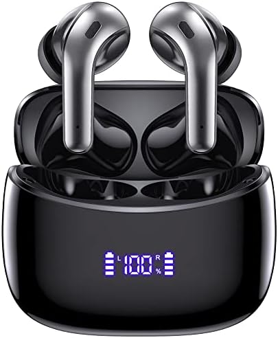 ZINGBIRD Wireless Earbuds 50H Playback Bluetooth Headphones with Wireless Charging Case Waterproof Ear Buds in-Ear Earphones with Microphone for Android Gaming Computer Laptop TV Sport Black
