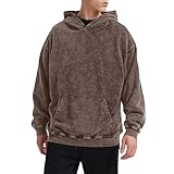 Bobeutou Oversized Hoodie Men Vintage Cotton Casual Hooded Sweatshirt Trendy Baggy Basic Hoodies Retro Pullover Streetwear (Coffee,XL,X-Large)