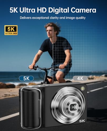 5K Digital Camera for Photography with 6X Optical Zoom, 64MP Autofocus WiFi Vlogging Camera for YouTube with Dual Lens, Compact Point and Shoot Digital Cameras with Touch Screen, 32GB Card,2 Batteries - Image 3