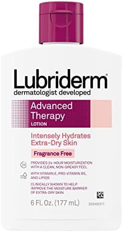 Lubriderm Advanced Therapy Fragrance-Free Moisturizing Lotion with Vitamins E and Pro-Vitamin B5, Intense Hydration for Extra Dry Skin, Non-Greasy Formula, 6 fl. oz