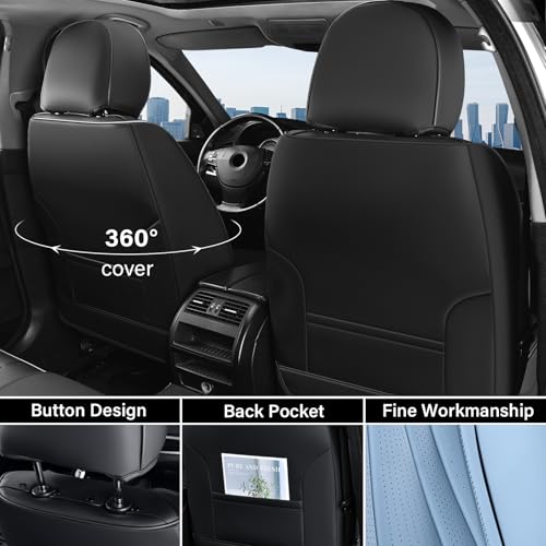 Image of Coverado Front Seat Covers, 2 Pack Waterproof Seat Cover for Cars, Premium Leather Seat Covers, Front Seat Car Seat Protectors, Driver Car Seat Cushions Universal Fit for Most Vehicles (Black&Blue)