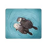 Cute Animal Otters Mouse Pad Non-Slip Washable Rubber Rectangle Mousepad with Stitched Edges...