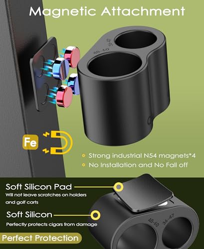 Silicone Cigar Holder for Golf Cart Dual Slot Design with 4 Powerful Magnets, Universal Golf Cart Cigar Holder Magnetic, One-Hand Operation Attach to Metal or Lies Flat Black - Image 3
