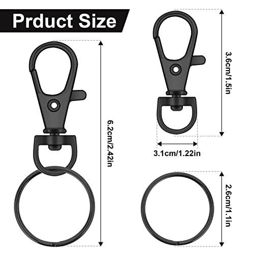 Image of 120PCS Premium Swivel Lanyard Snap Hook with Key Rings, Metal Keychain Hooks for Jewelry Making, Crafts (Gun Black)