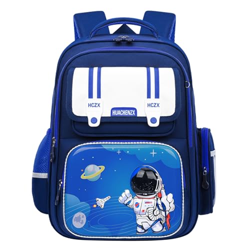 Sac d'école bleu style Angleterre pour élèves du primaire avec grande capacité 33x20x43cm