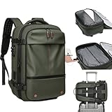 CCUNSZI Vacpack Backpack with Vacuum 60L One-Touch Air Extraction, TSA Approved Anti-Theft, Water Resistant Expandable Backpack,Green