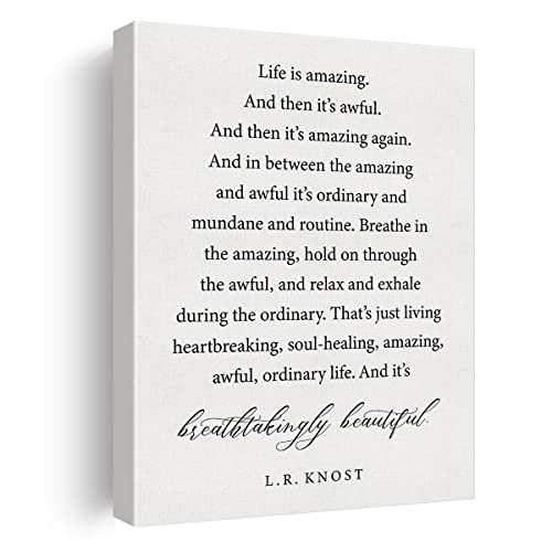 Inspirational Life is Amazing Canvas Wall Art Decor Motivational Poster Painting Framed Life Quote Print for Home Office Living Room Decor 12 X 15 Inch