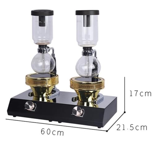 XGHDPBM Vakuum-Kaffeemaschine mit Doppelkopf, Kaltbrühkaffeemaschine, Tischkaffeekanne aus Edelstahl mit Halogenlampenheizung, Einstelltemperatur, Wärmeableitung von unten, for Kaffee im Büro – Bild 7