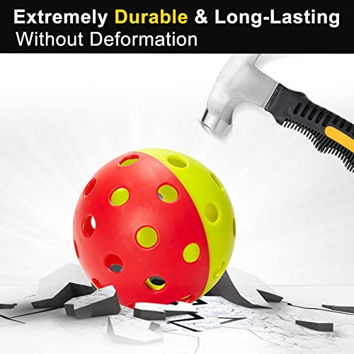 Kisportee Outdoor Pickleball Balls 6 Pack With Mesh Bag, Pickle-Ball Balls For Sport Outdoor Play, Durbable 40 Holes Outdoor Pickleballs Usapa Approved With Highly Bounce High Visibility, Dual Color #TOP3