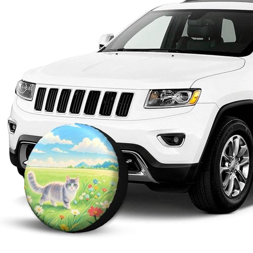 Image of Funny Cat Spare Tire Cover Wheel Protector Weatherproof Wheel Cover Universal Decorative Accessories for Camper RV SUV Travel Trailer 17 inch