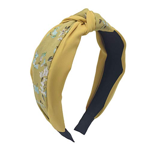 Headbands for Women,MHDGG 1Pcs Flower Knot Headband Wide Headband Turban Headband Bowknot Bows HeadwrapHead Band Elastic Hair Accessories for Women,Yellow