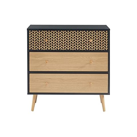 BAÏTA - Commode Capucine Noir et Effet chêne 78cm Cover