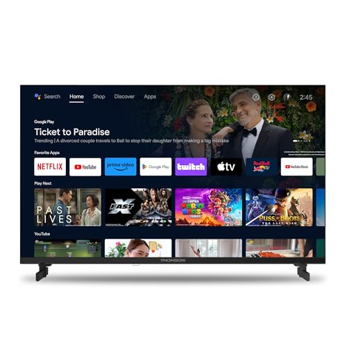 THOMSON 32 Pouces (80 cm) LED Full HD Smart Android TV, Google Assistant, Wi-FI, Dolby Digital, Bluetooth, Triple-Tuner (Câble-Satellite-Antenne), HDMI, CI, A Panneau – 32FA2S13