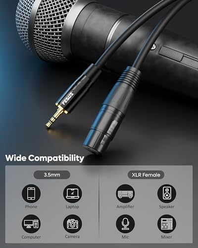 Image of FEDUS StagePro 3.5mm (1 /8 inch) TRS to XLR Female Microphone Cable, 3 Meter Professional Balanced Audio Aux Adapter for Camera, Laptop to Pro Mic, 24K Gold Plated, Phone, Tablet, Speaker, Mixer, iPhone