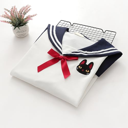 CORIRESHA Girls Japanese Cute Cat Blouse Sailor Collar Long Sleeve Striped Bow Preppy Shirt3