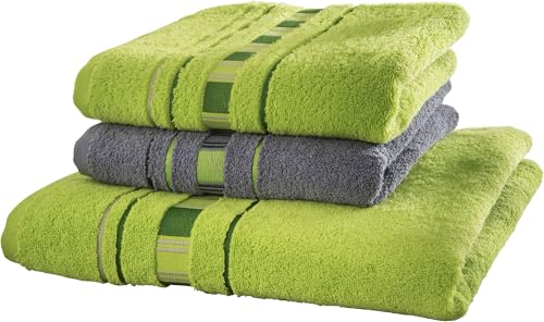 Erwin Müller Frottier Handtuch-Set, Frottier-Set - Achern grün/grau...