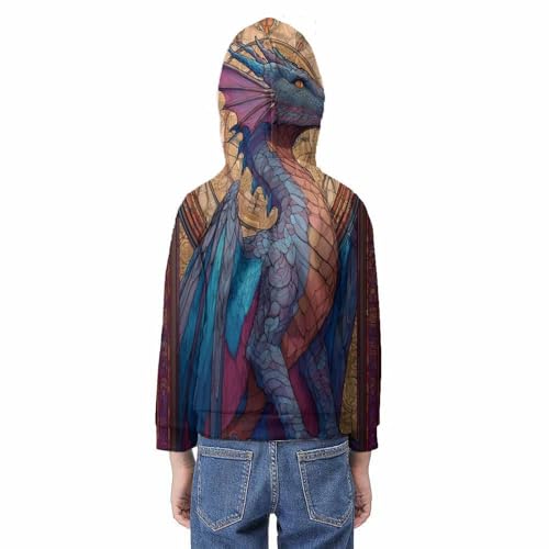 Sweat dragon 3D effet vitrail pull imprimé original enfant