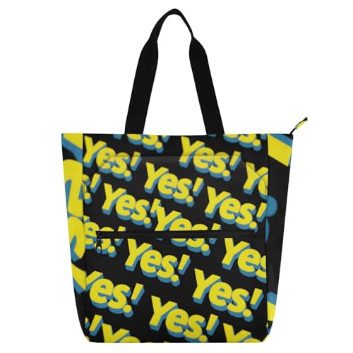 Bolsa de mano ligera Yellow Yes con cremallera para profesores y estudiantes
