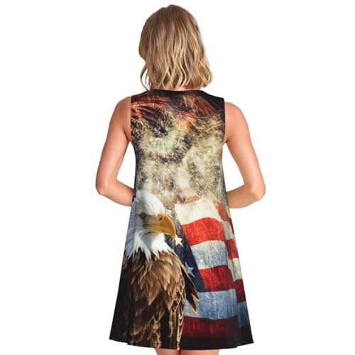 Robe d'été sans manches ample imprimé drapeau américain USA