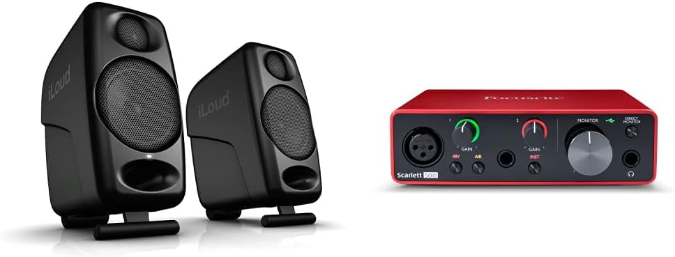 iLoud Micro Monitor Speaker, Black & Focusrite Scarlett Solo 3rd Gen USB Audio Interface, for the Guitarist, Vocalist, Podcaster or Producer, Studio Quality Sound