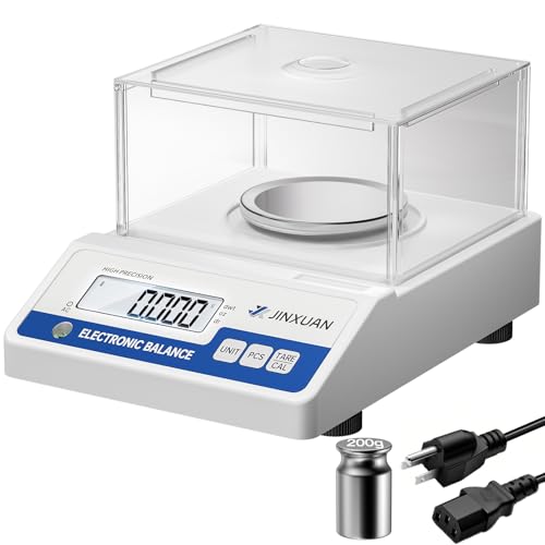 Image of Lab Scale 0.001g Accuracy 500g Digital Milligram Scale Analytical Balance Scale with Windshield LCD Display 7 Units 200g Calibration Weight, Precision Scale for Jewelry Gold Powder Chemistry