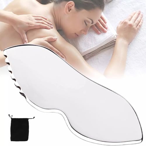 SSKHE 1Pc Gua Sha Stainless Steel,Gua Sha Tool,Gua Sha Stone,Gua Sha Myofascial Massage Board,Guasha Tool Face,Face Massage Tool,Stainless Steel Gua Sha Comb for Face Eyes