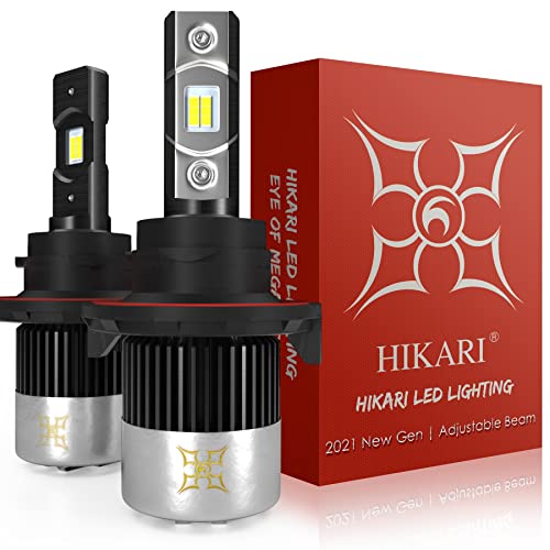 HIKARI H13/9008 LED Bulbs,12000LM High Lumens Dual Beam LED Conversion Kit,Japan CSP LED Tech,30W Thunder CSP LED Equivalent to 80W Ordinary LED,CANBUS Ready,Halogen Upgrade Replacement,6000K White