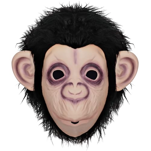 Animales, Pet Products FUWEN Mascara de Mono para Halloween, Máscara de Látex para Mono para Adultos, Máscara de Mono Realista Divertido, Máscara de Disfraz de Cosplay, para...