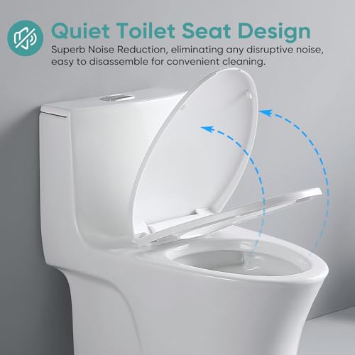 Bostana One Piece Toilet,0.8/1.28 Gpf Dual Flush Toilet With 15.1"W Soft-Close Seat,Modern American Standard Elongated Toilet For Bathrooms With 17"Comfort Height Seat,12"Rough-In  thumb #4