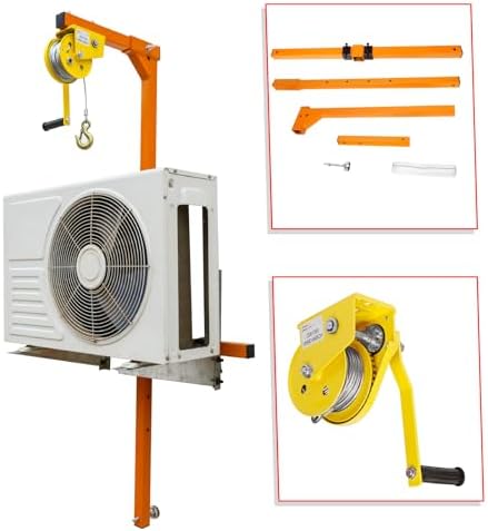 Air Conditioner Lifting Tool - Ultra-Light Stainless Steel Crane Bracket & Hand Winch for Easy Outdoor AC Installation - and Portable