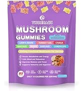 Mushroom Supplement Gummies with Ashwagandha and Lions Mane, Maitake, Turkey Tail, Reishi, Chaga,...