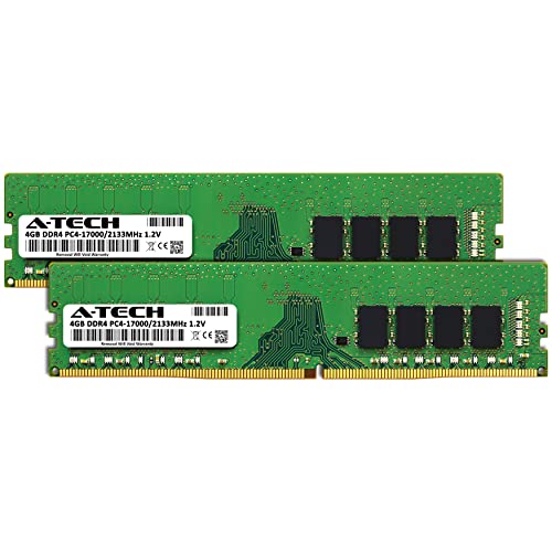 Image of A-Tech 8GB (2x4GB) DDR4 2133 MHz UDIMM PC4-17000 (PC4-2133P) CL15 DIMM Non-ECC Desktop RAM Memory Modules