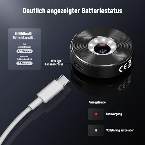NEEWER 45X Mini Pocket Mikroskop Objektiv für 17mm Gewinde Handy Käfig/ Handyhülle/ Klemme, 2 Helligkeit LED Licht, Mikroskopische Welt Beobachtung, USB C Kabel, Kompatibel mit iPhone Samsung, LS-32