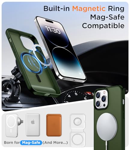 Image of Magnetic Compatible with iPhone 14 Pro Max Case, [Built-in Invisible Kickstand][Compatible with MagSafe] [Military Grade Shockproof] Slim Translucent Matte Phone Case for iPhone 14 Pro Max 6.7 inch