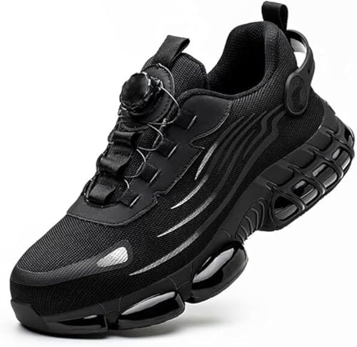 SSLLH Steel Toe Shoes Sneakers, 2025 New Air Cushion Construction Industrial Safety Work Shoes for Men(Black,43)