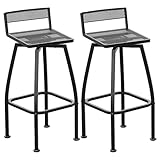 Mingyall 27" Height Low Back Swivel Bar Stools Set 2, Outdoor Patio Wrought Iron Chair, Outside Meta