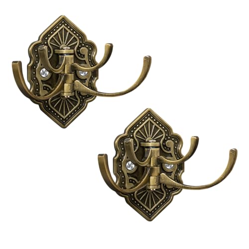 Image of Plantex Antique Robe Hook /Cloth-Towel Hanger /Door Hanger-Hook /Bathroom Accessories - Pack of 2 (Brass, Zinc)