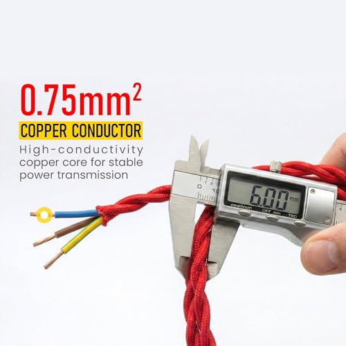 Image of LEDSone Black 18 AWG Fabric Covered Electrical Wire 32.8ft 3 Conductor Twisted Cord 0.75mm Tinned Copper PVC Cable for Pendant Lights Chandeliers Lamp Rewiring DIY Indoor Projects